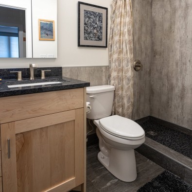 Condo Remodel with Bathroom Granite Countertop