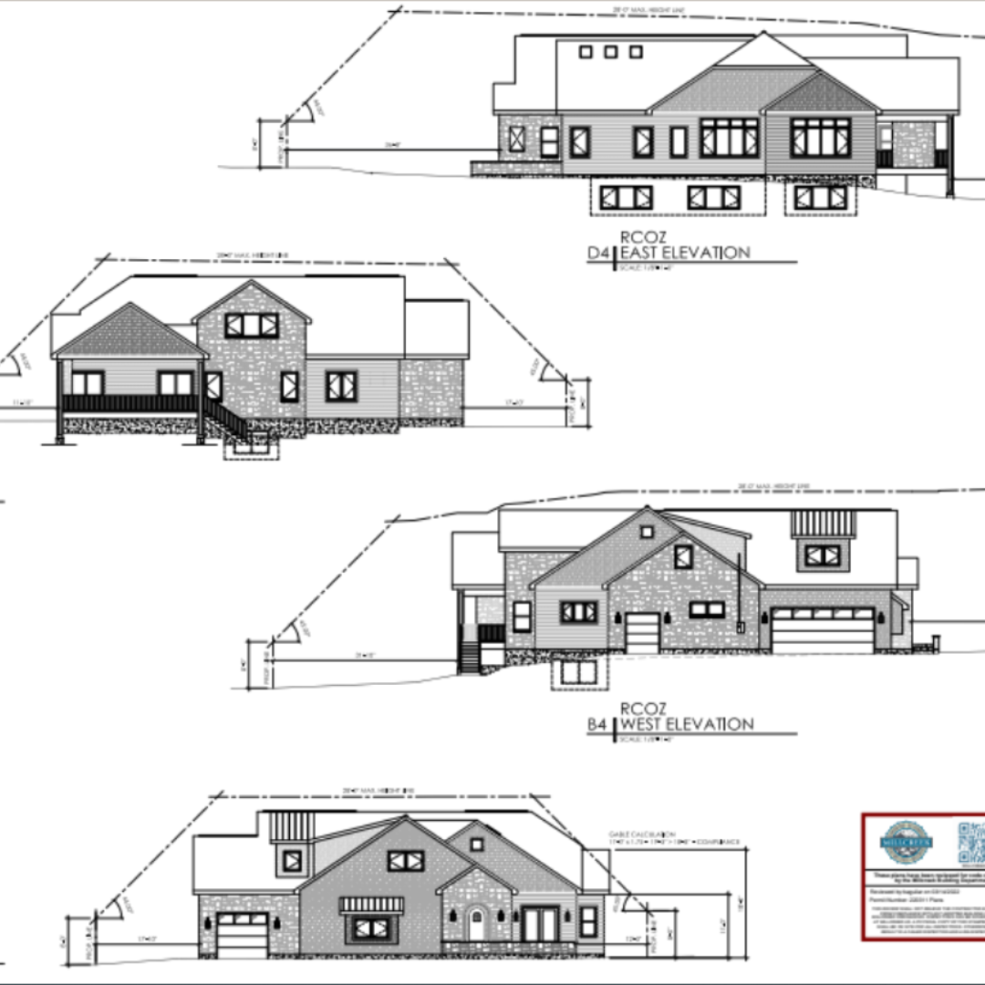 Home Builder shows elevation design for new house build in Mill Creek
