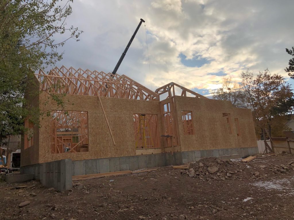 Trusses continue to be installed for home build