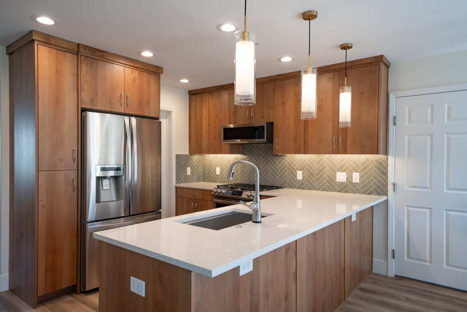 park city kitchen remodel with pendant lights and lvp flooring